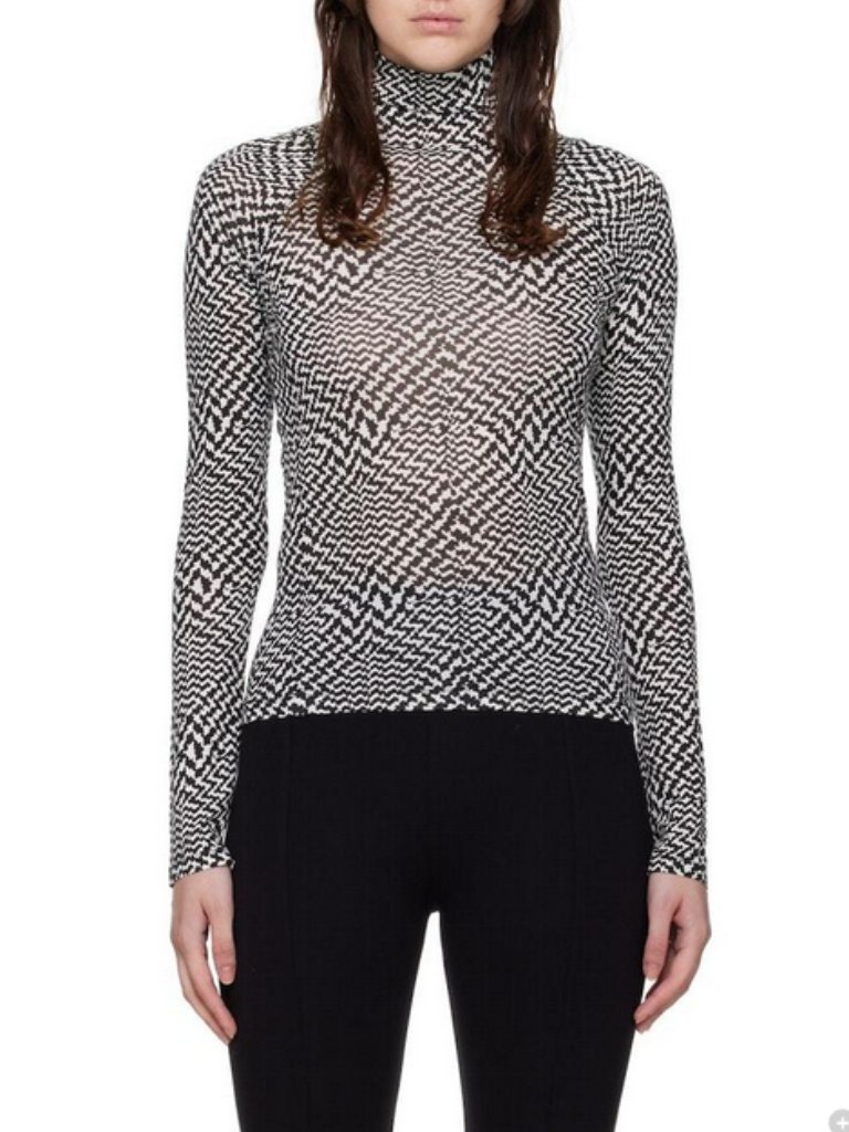 Rag & Bone Black & White Shaw Turtleneck - Small